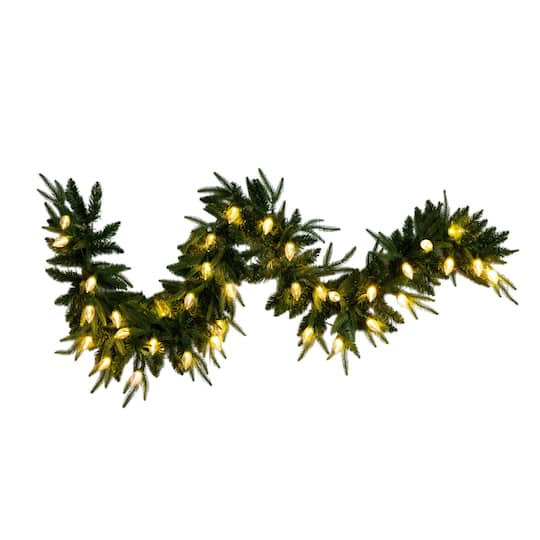 6Ft Pre-Lit Artificial Luxembourg Pine Christmas Garland W/ 35 Multicolored Traditional Bulb LED Lights By Nearly Natural , 4" x 4" x 72" , Michaels®